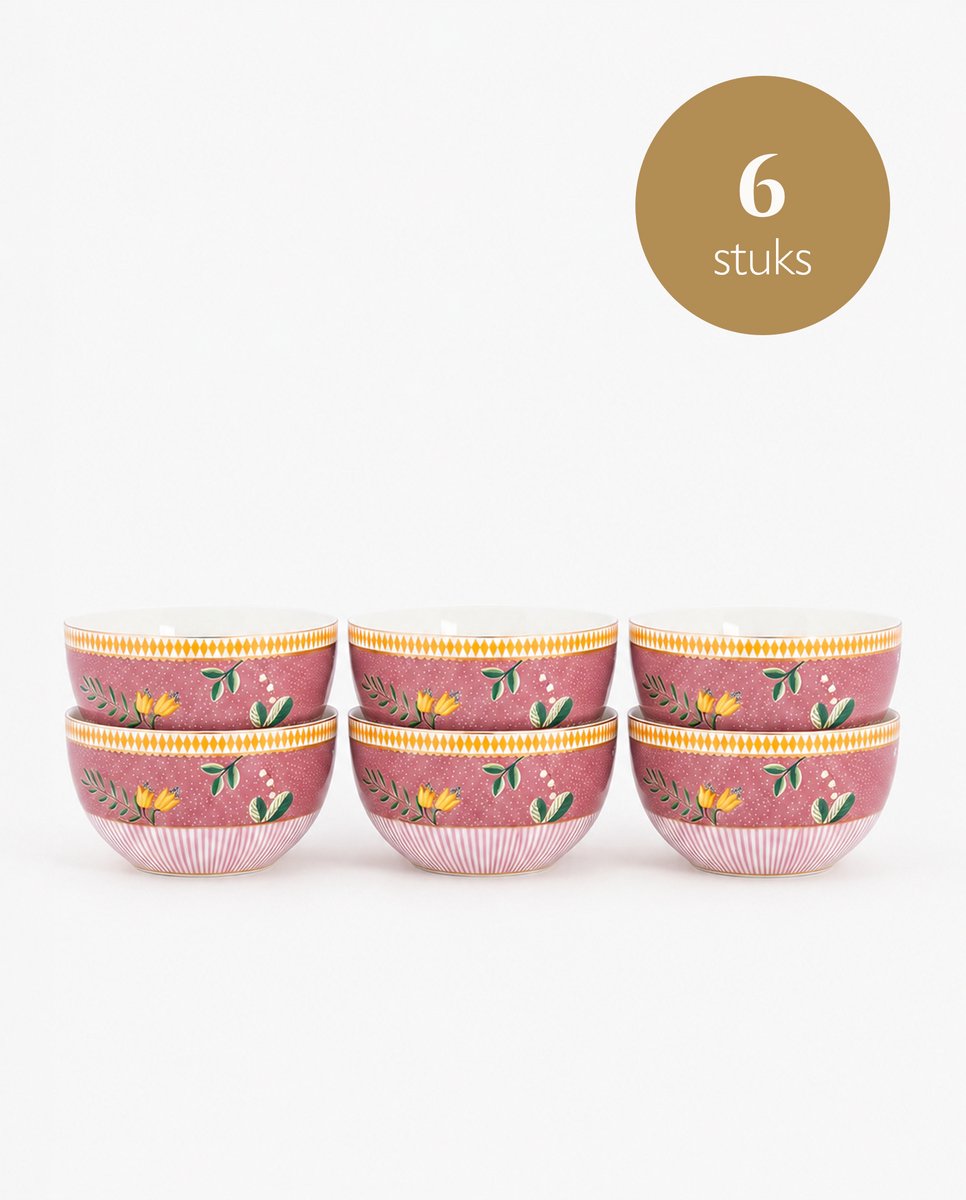 Pip Studio La Majorelle Kommen - Ontbijtkom - Ronde schaaltjes - Servies set van 6 - 12cm