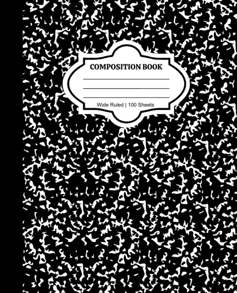 Composition Notebook - Wide Ruled - Paper Paperback Cover - 7.5” x 9.75“ 100 Sheets - Black & White Marble - ShopVlot