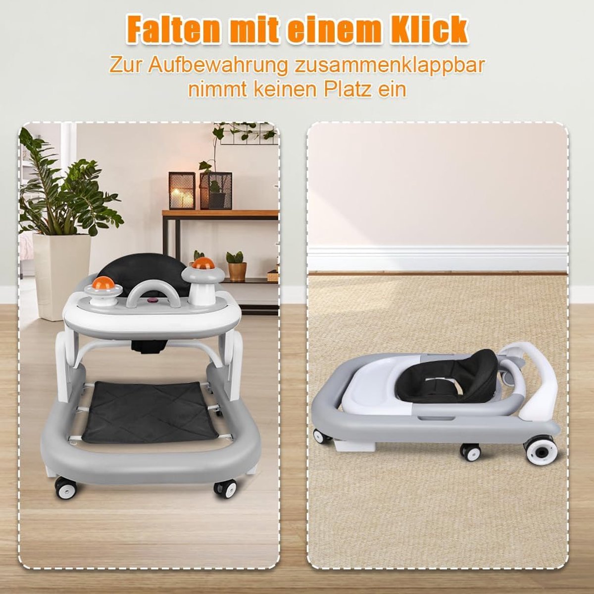 Loopstoel Baby - Loopwagen Kinderen - Eerste Stapjes Leren - Veilig Ontwerp 6 Wielen – foto 5