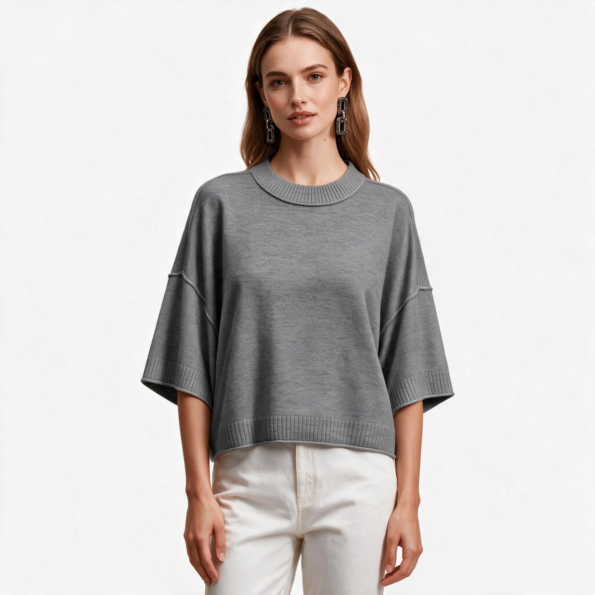 Imily Bela Dames Oversized Croptop met Korte Mouwen