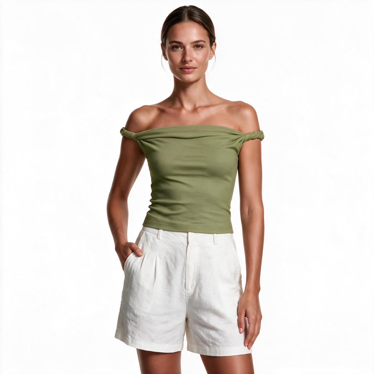 Imily Bela Dames Off Shoulder Top met Korte Mouwen