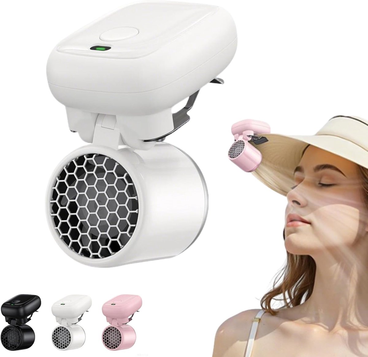 Mini clipventilatorr - 3 snelheden & handsfree - USB Oplaadbare - koeling - Draagbare ventilator - Voor Thuiskantoor, Reizen, Buiten - Mini Fan - Wit - Clip Borstventilator - Kleine clipventilator - Taille clip mini cycloonventilator