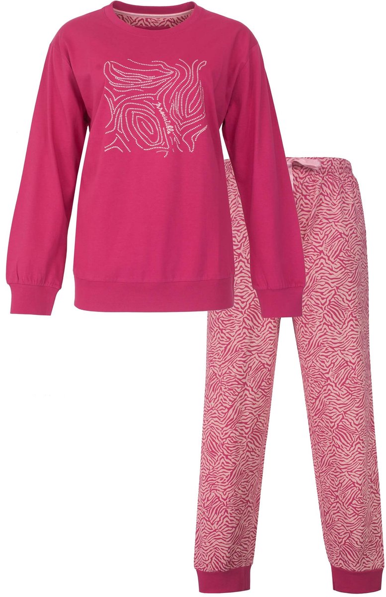 Irresistible Dames Pyjama- Lange Mouwen - Katoen - Fuchsia - Maat XL