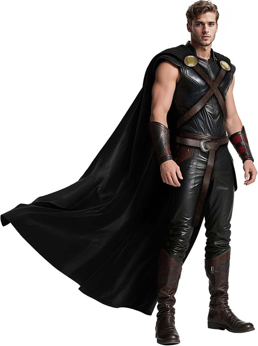 Middeleeuwse Cape Thor Kostuum voor Mannen en Vrouwen - Perfect voor Halloween en Carnaval (Zwart)