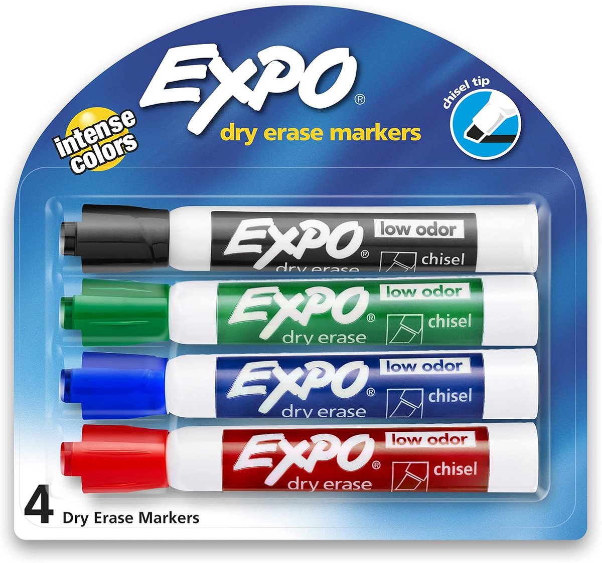 Kwartet Expo Low Odor Beitel Tip Dry Erase Markers, 4 Gekleurde Markers #80174 - ShopVlot
