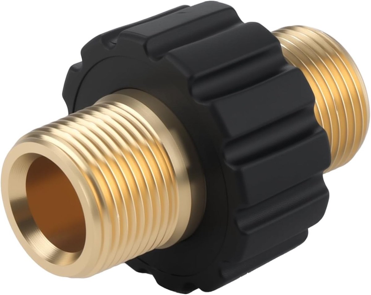 M22 x 1.5 Metric Draad Snelle Ontkoppeladapter voor Hogedrukreiniger, 14mm Messing Koppeling, Tot 350 Bar, Geschikt voor Diverse Hogedrukslangen en Accessoires