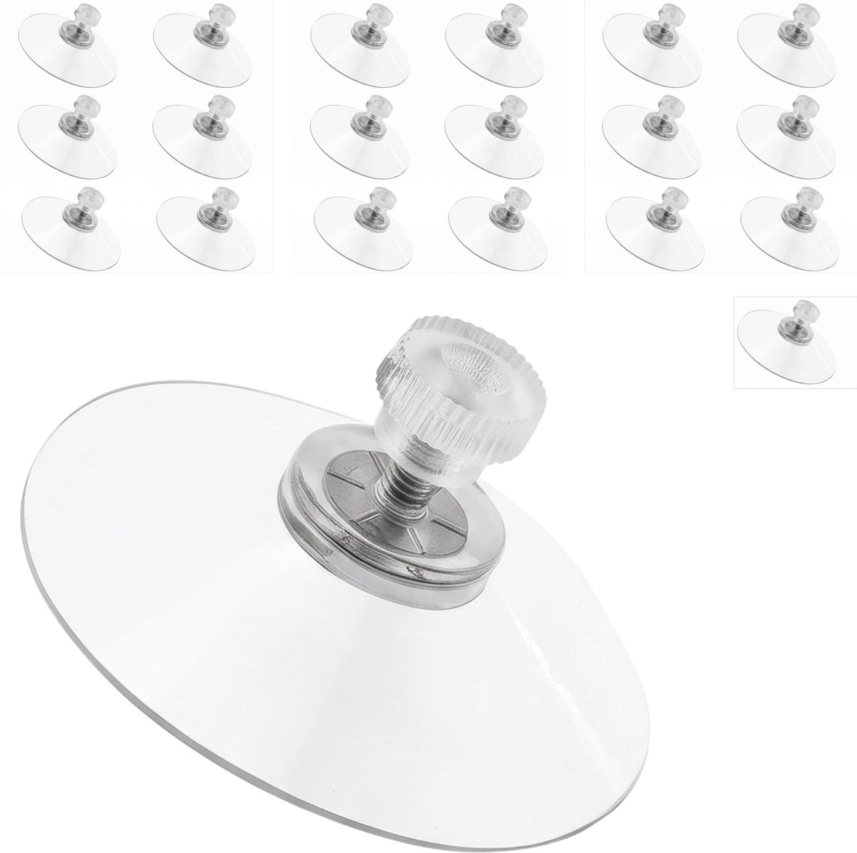 Purepeak Zuignap met Schroefdraad Set 20 Stuks - Ø 5cm - M4x10 - Sterke Transparante Zuignappen voor Bevestiging zonder Boren