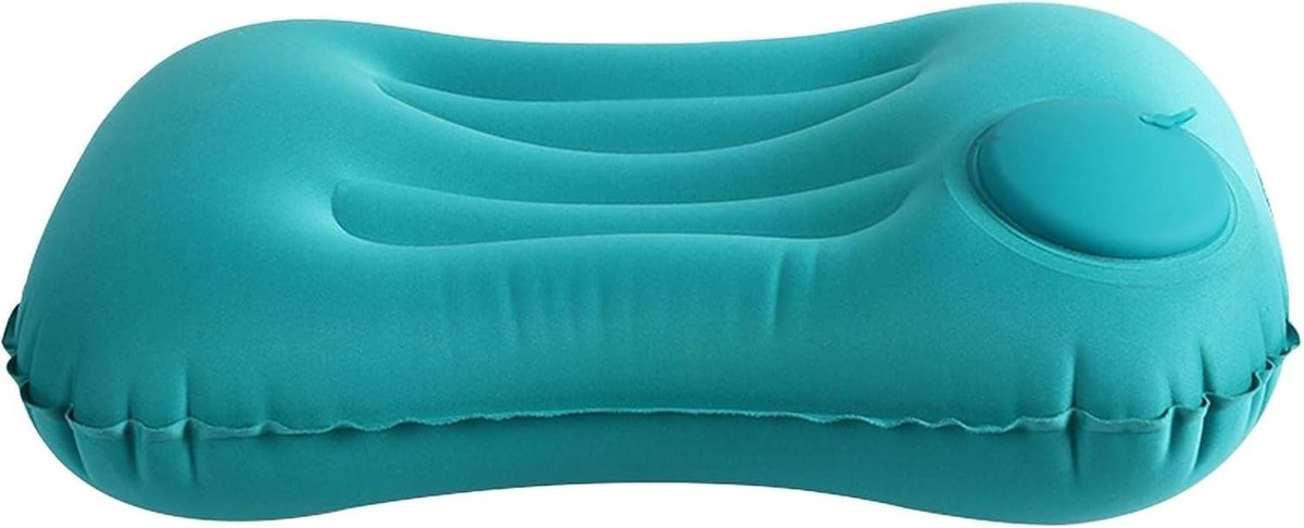 Opblaasbaar Reiskussen - Pauwblauw - 43 x 27 x 12,5 cm - Ergonomisch Opblaasbaar Kussen voor Camping en Reizen