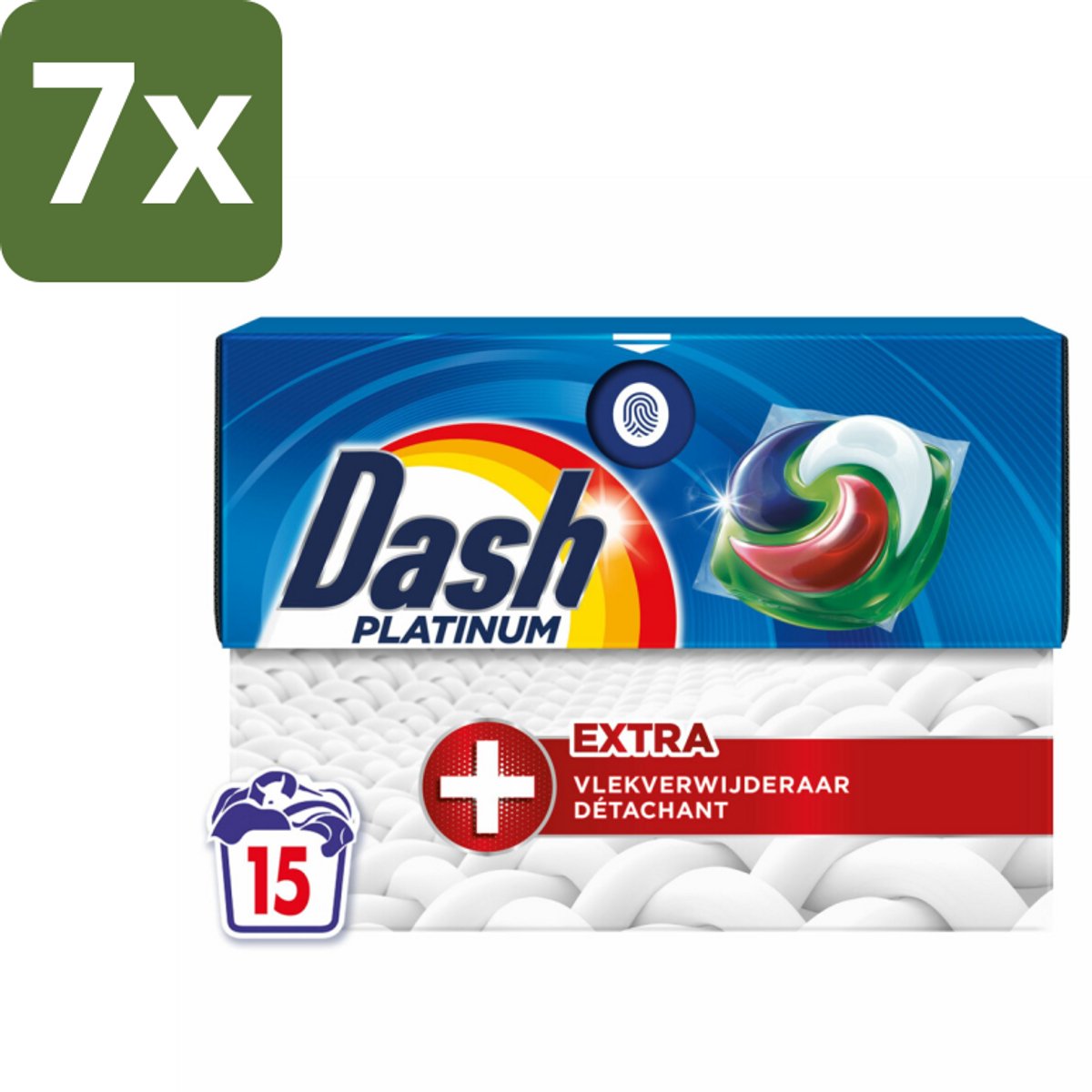 7 x Dash – Wasmiddelcapsules – 4in1 Platinum Pods + Extra Vlekkenverwijderaar – 15 capsules - Vlekkenverwijdering - Wasmiddelcapsules - 4in1 Wasmiddel - Extra Vlekkenverwijdering - Krachtige Reiniging