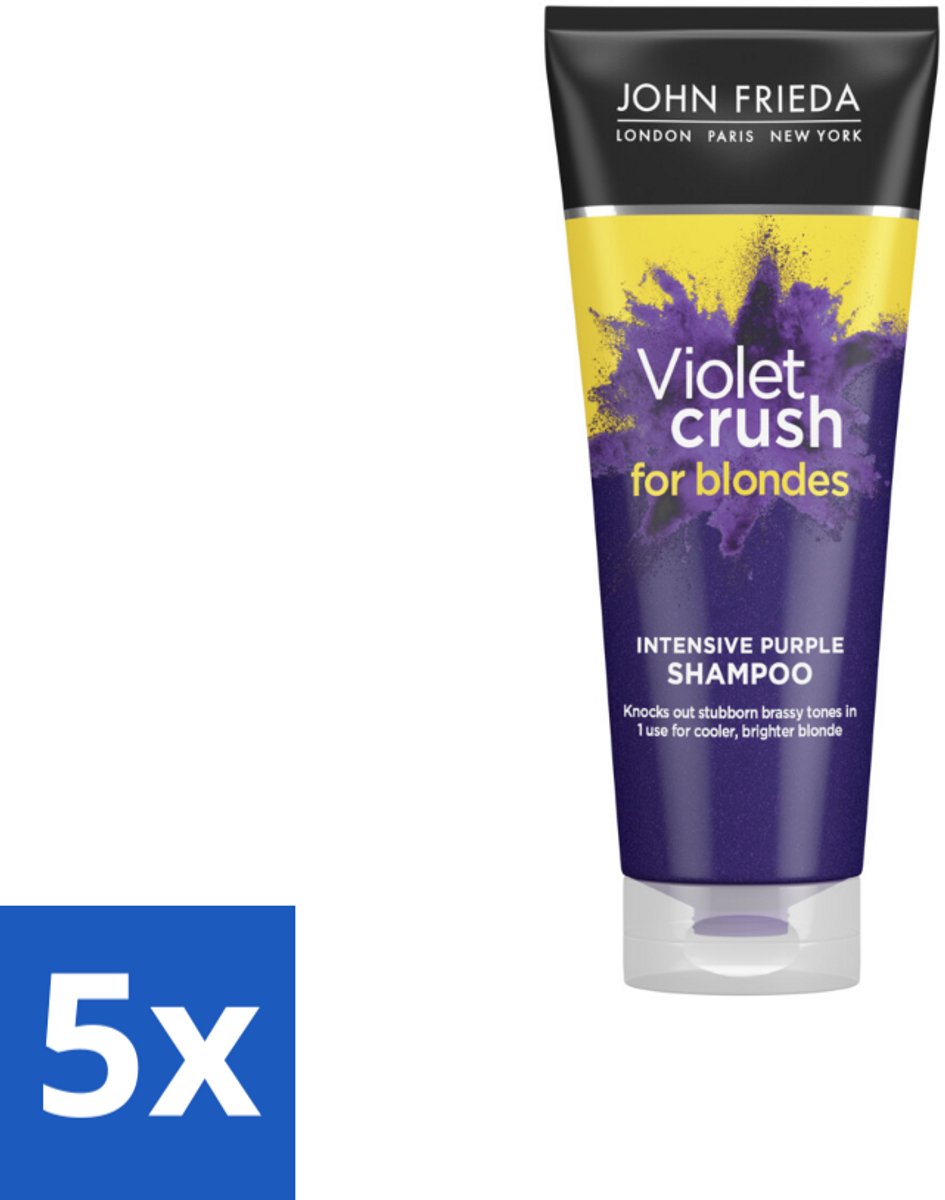 5 x John Frieda – Shampoo – Sheer Blonde Violet Crush Intensive Purple – Tegen gele ondertonen – 250 ml - Koffie - Koffiezetapparaat - Koffiezetapparaat - Koffiezetapparaat