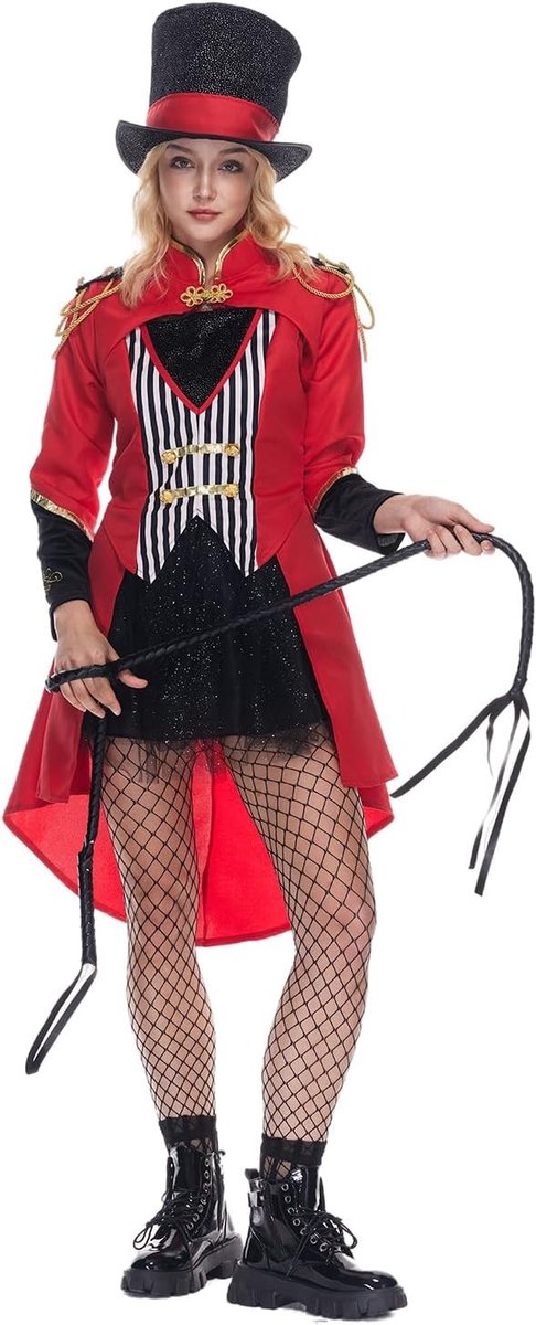 Vrouwelijk Circus Meester Kostuum voor Volwassenen - Perfect voor Carnaval, Halloween en Theatrale Optredens