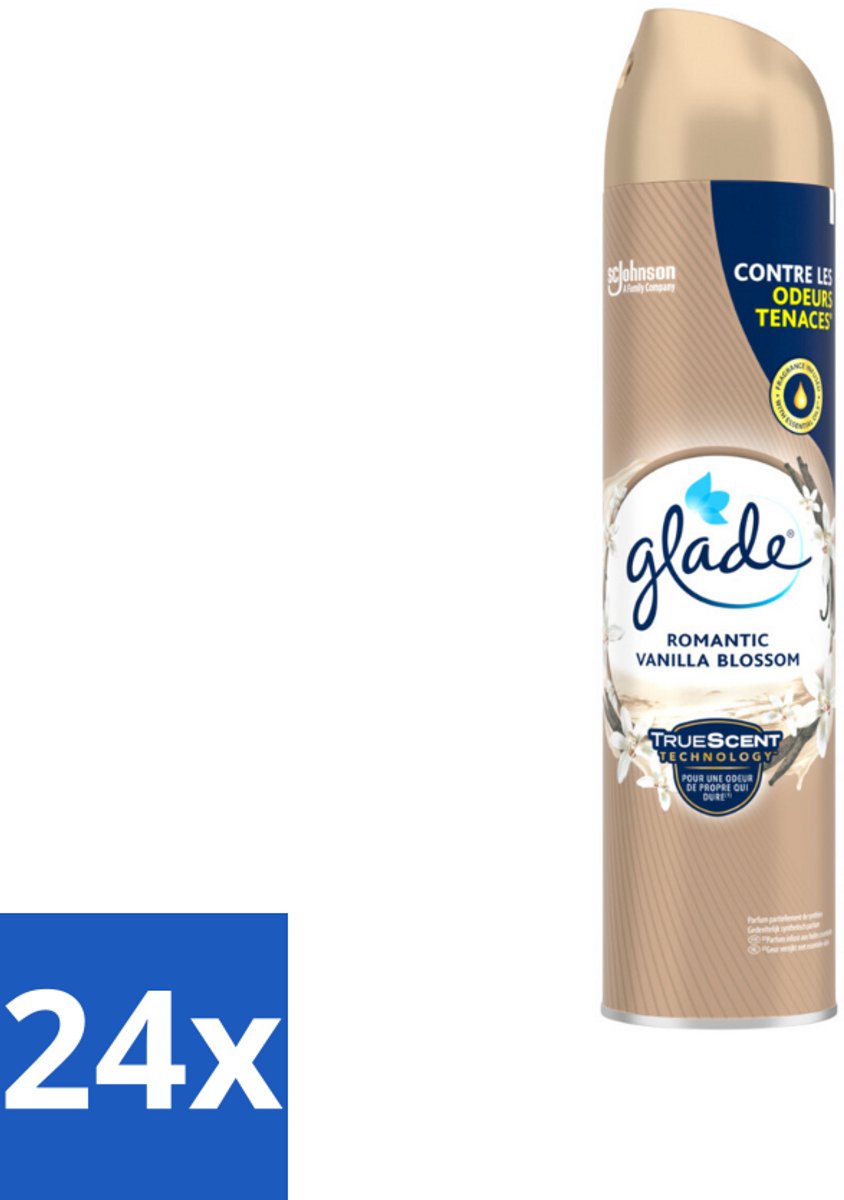 24 x Glade – Luchtverfrisser Spray – Romantic Vanilla Blossom – 300 ml - Luchtverfrisser - Geur Spray - Vanille Geur - Orchidee Geur - Sandelhout Geur