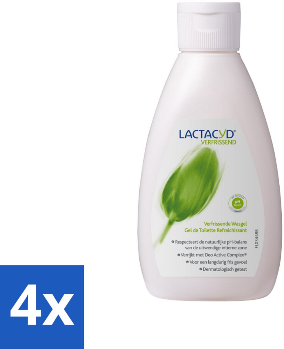 4 x Lactacyd – Verfrissende Wasgel - 200 m - Intieme Wasgel - Frisse Intieme Wasgel - Menthol Wasgel - Geurvervoegende Wasgel - Intieme Verzorging
