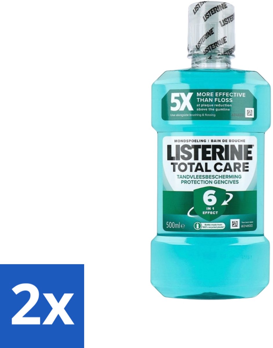 2 x Listerine – Mondwater – Total Care – Tandvleesbescherming – 500 ml - Mondspoeling - Tandvleesbescherming - Tandplak Voorkomen - Tandsteen Voorkomen - Mondverzorging