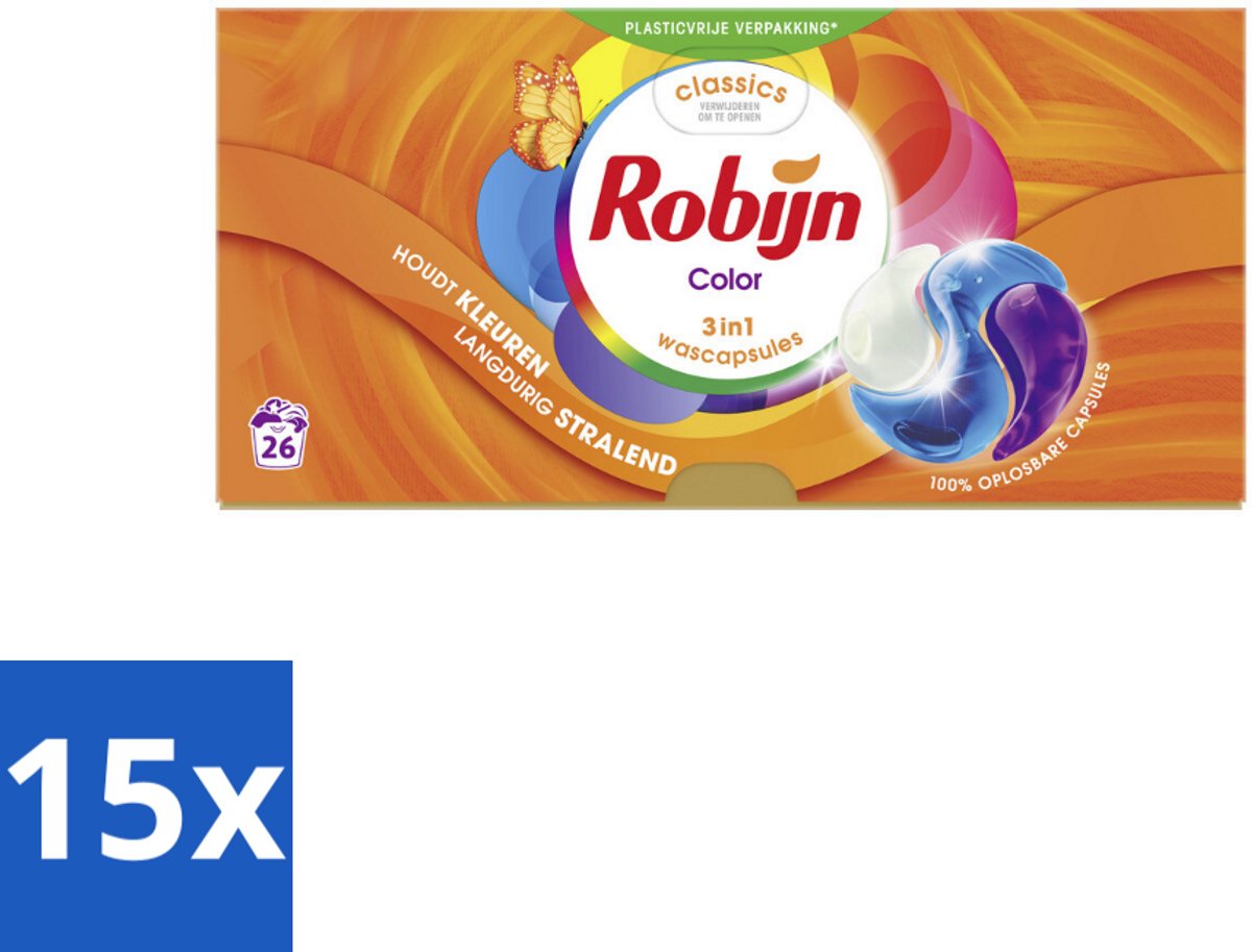 15 x Robijn – 3-in-1 Wascapsules – Color - 26 Capsules - Koffiezetapparaat