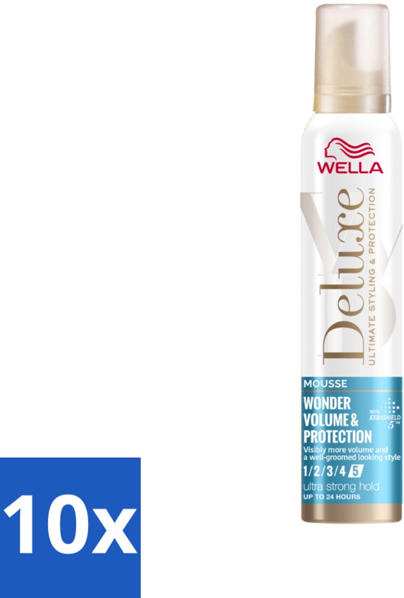 10 x Wella – Deluxe Volume & Protection – Haarmousse – 200 ml - Haarmousse - Volume - Bescherming - Keratine - Anti-pluis