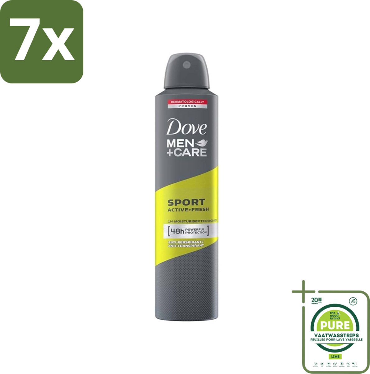 7 x Dove - Deodorant - Spray Men - Sport Active + Fresh - Energiek en verfrissend - 250 ml - Grootverpakking - Sport Deodorant - Anti-transpirant - Zweetbehandeling - Frisheid - Energie