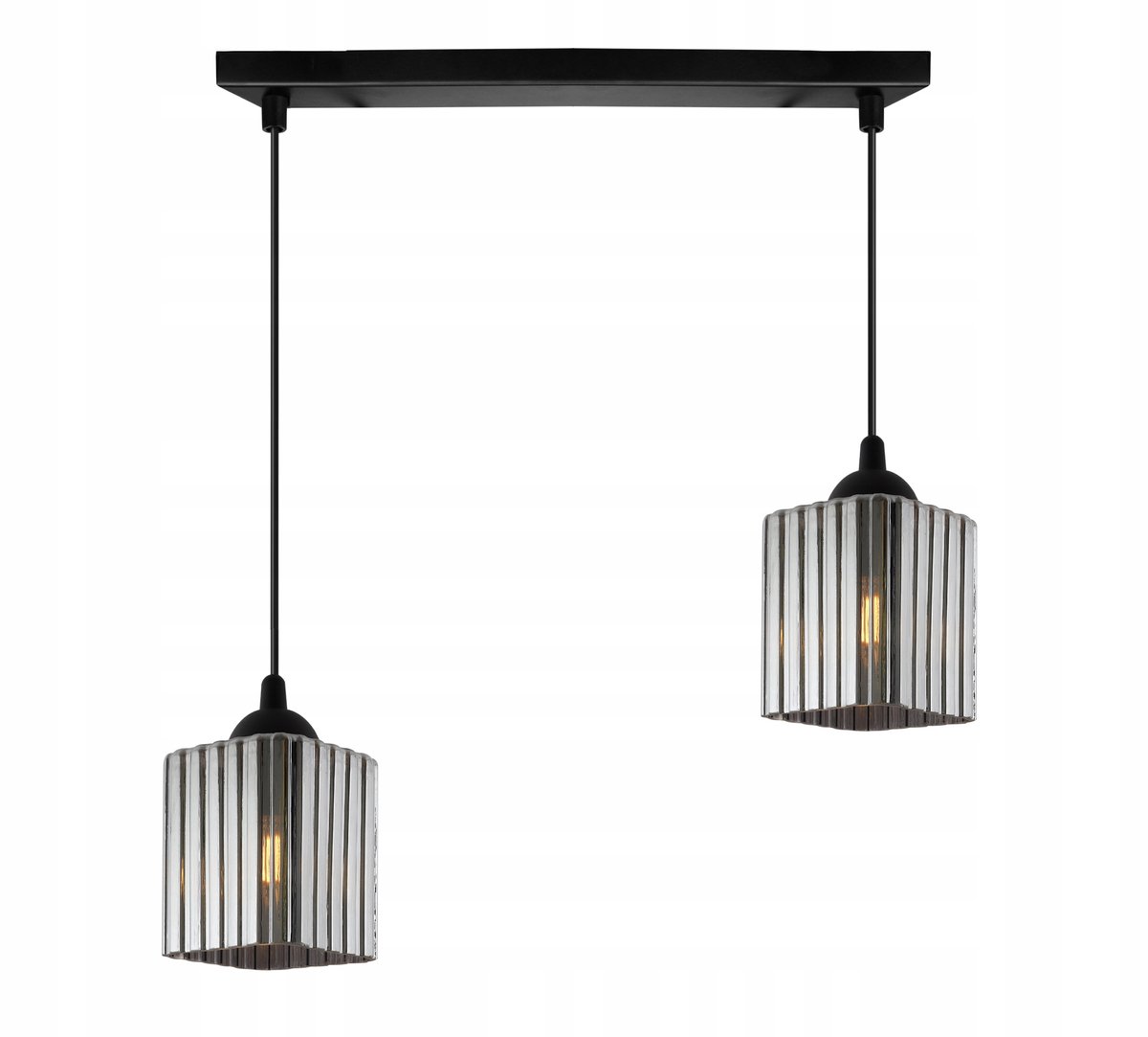 Merkloze zwarte hanglamp met 2 grafietkleurige glazen kappen