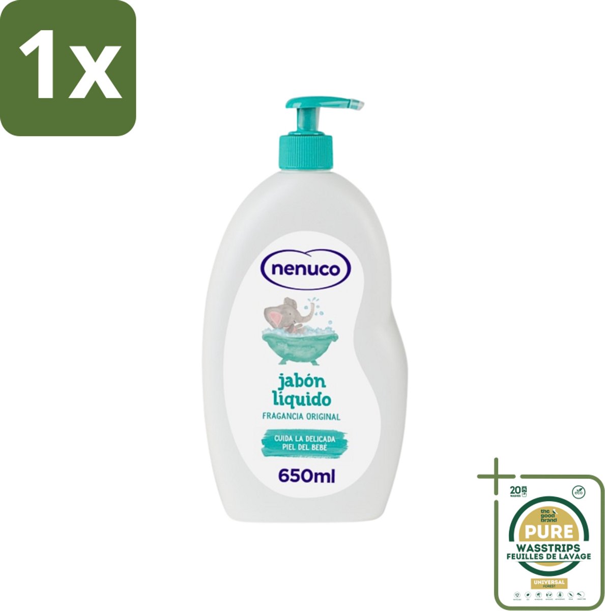 1 x Nenuco - Jabon Líquido - Vloeibare Zeep - Originele Geur - Met Doseerpomp - 650 ml- Vloeibare Zeep - Handzeep - Douchegel - Badzeep - Baby Huid