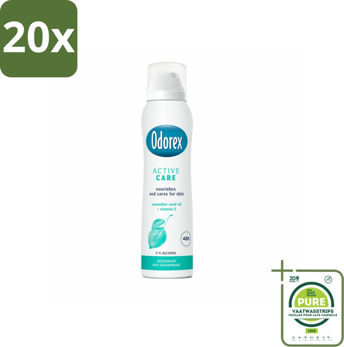 20 x Odorex Deodorant Spray Active Care 150 ml - Grootverpakking - Deospray - Actieve Bescherming - Zweet En Geur - Gevoelige Huid - Vitamine E