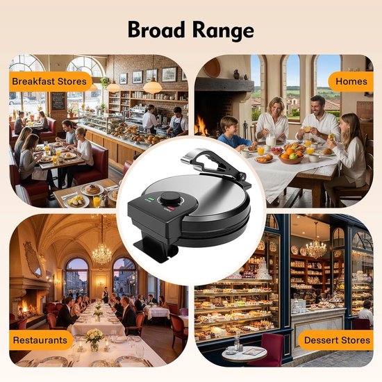 Roti Maker - Chapati Maker - Platbrood Bakken - Dubbelzijdige Verwarming - 1200 Watt - Zwart Zilver — afbeelding 3