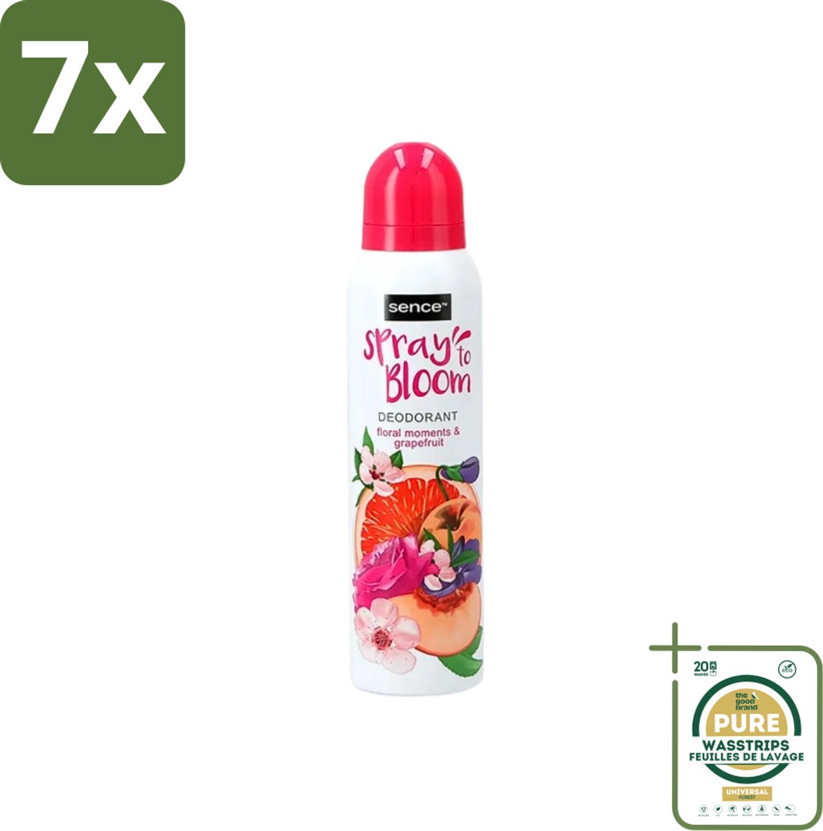 7 x Sence - Floral & Grapefruit - Deodorant - Fris & Fruitig - 150 ml - Grootverpakking - Frisheid - Fruitige Geur - Bloemige Geur - Grapefruit - Deodorant