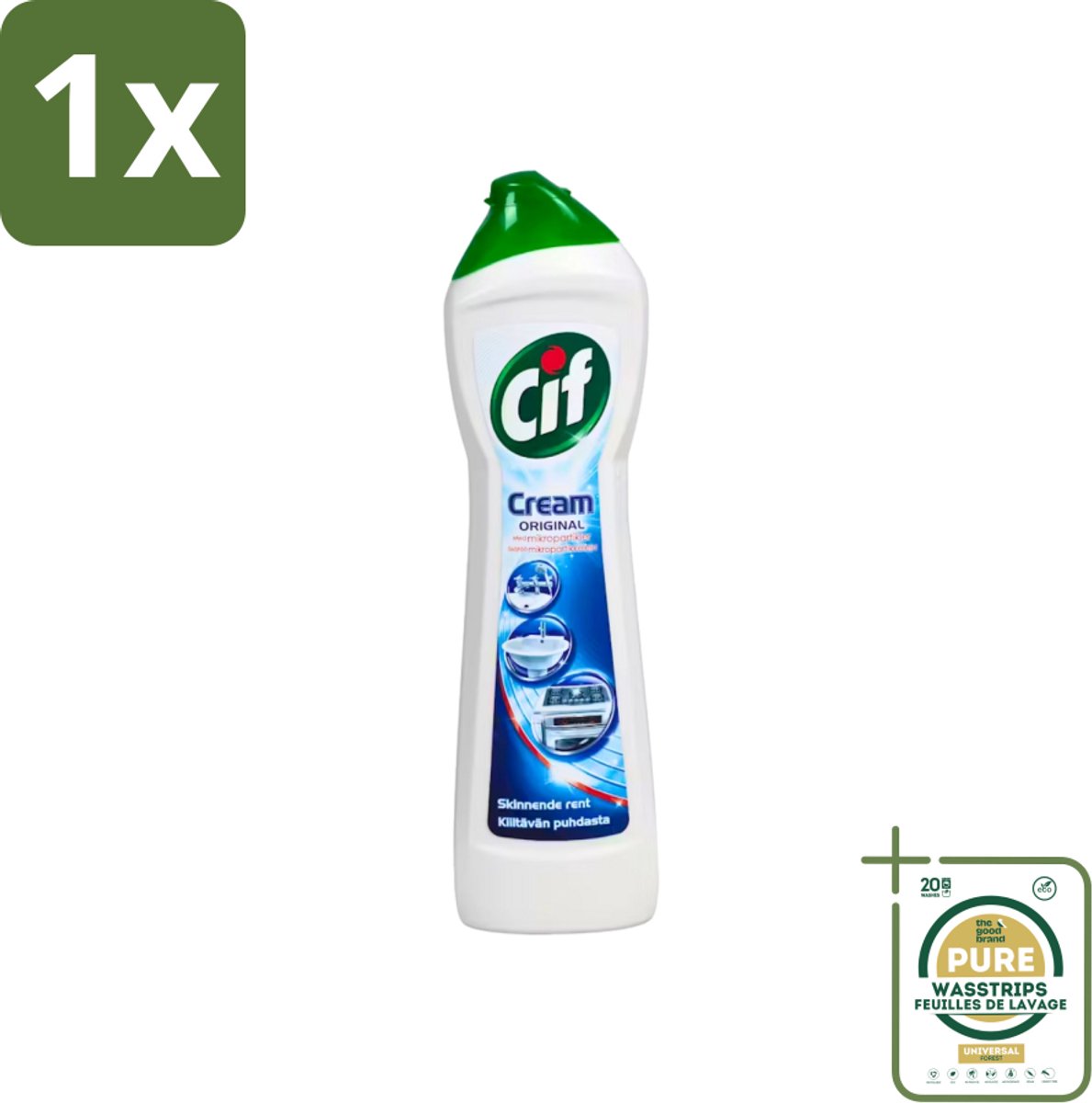 1 x Cif - Schuurmiddel - Cream Original - Verwijdert 100% Vuil- 500ml- Cif Schuurmiddel - Schuurmiddel - Reiniging - Vuil Verwijderen - Vet Verwijderen
