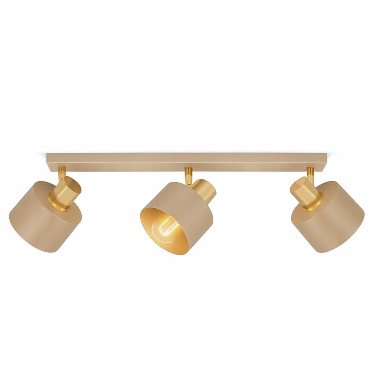 Merkloze plafondlamp beige met goud, 3 lichtpunten, E27