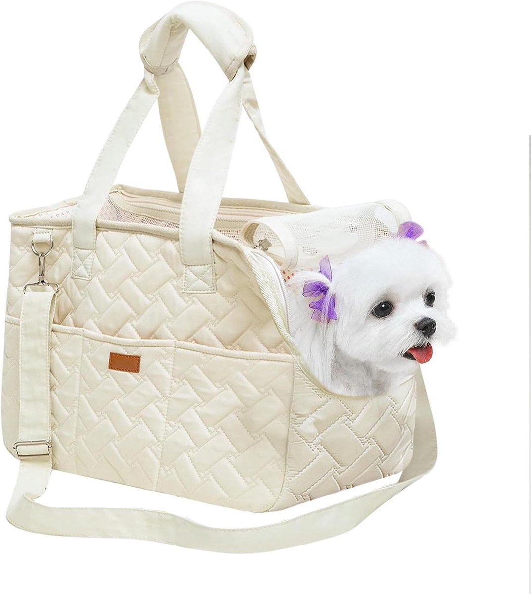 Huisdier Draagtas - Reistas Hond Kat - Veilig Vervoer - Ademend Mesh Design - 35x25x155cm - Beige