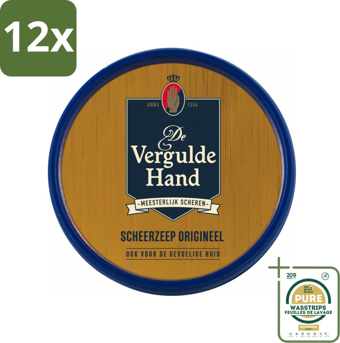 Vergulde Hand Scheerzeeptablet 75 gr - Voordeelverpakking - 12 stuks - Schuim - Baardharen