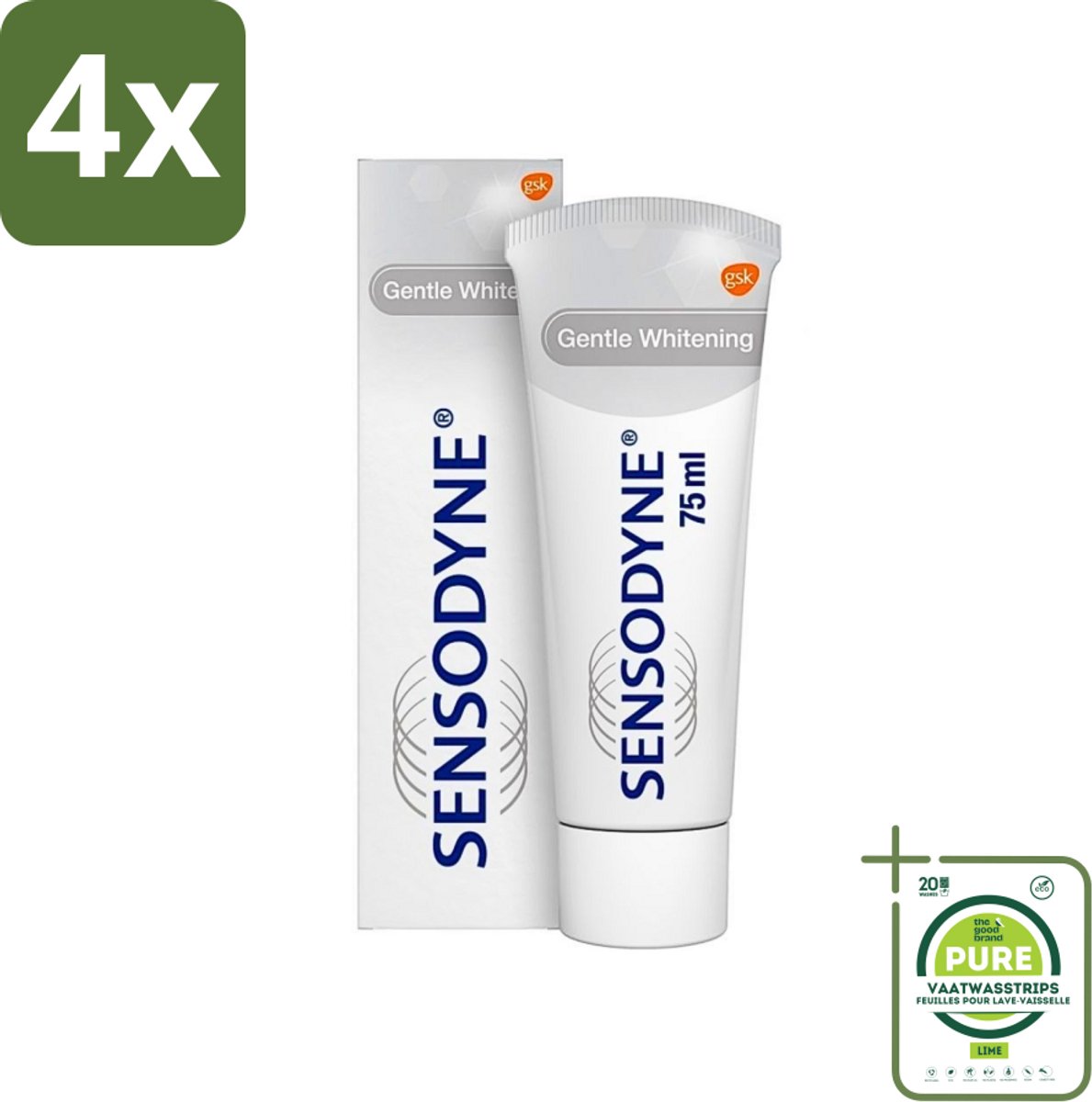 Sensodyne - Tandpasta - Gentle Whitening - Voor Gevoelige Tanden - 75 ml - Voordeelverpakking - 4 stuks - Gevoelige tanden - Tandpasta