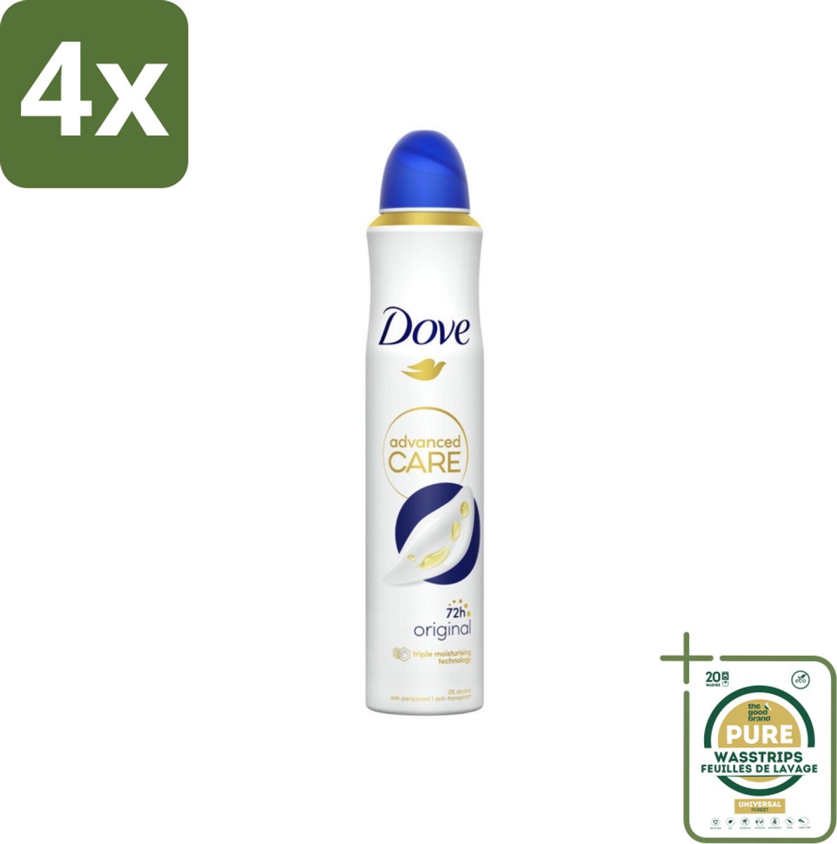 Dove - Deodorant - Spray Advanced Care - Frisse en langdurige bescherming - 200 ml - Voordeelverpakking - 4 stuks - Anti-Transpirant - Zweetvermindering