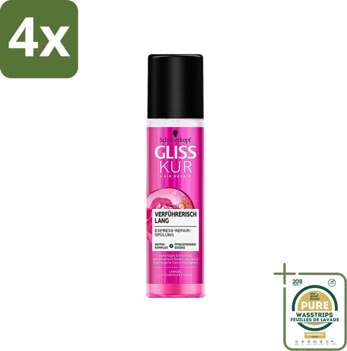 Gliss-Kur - Hair Repair - Long & Sublime - Express Repair Conditioner - 200 ml - Voordeelverpakking - 4 stuks - Haarherstel - Haarversterking