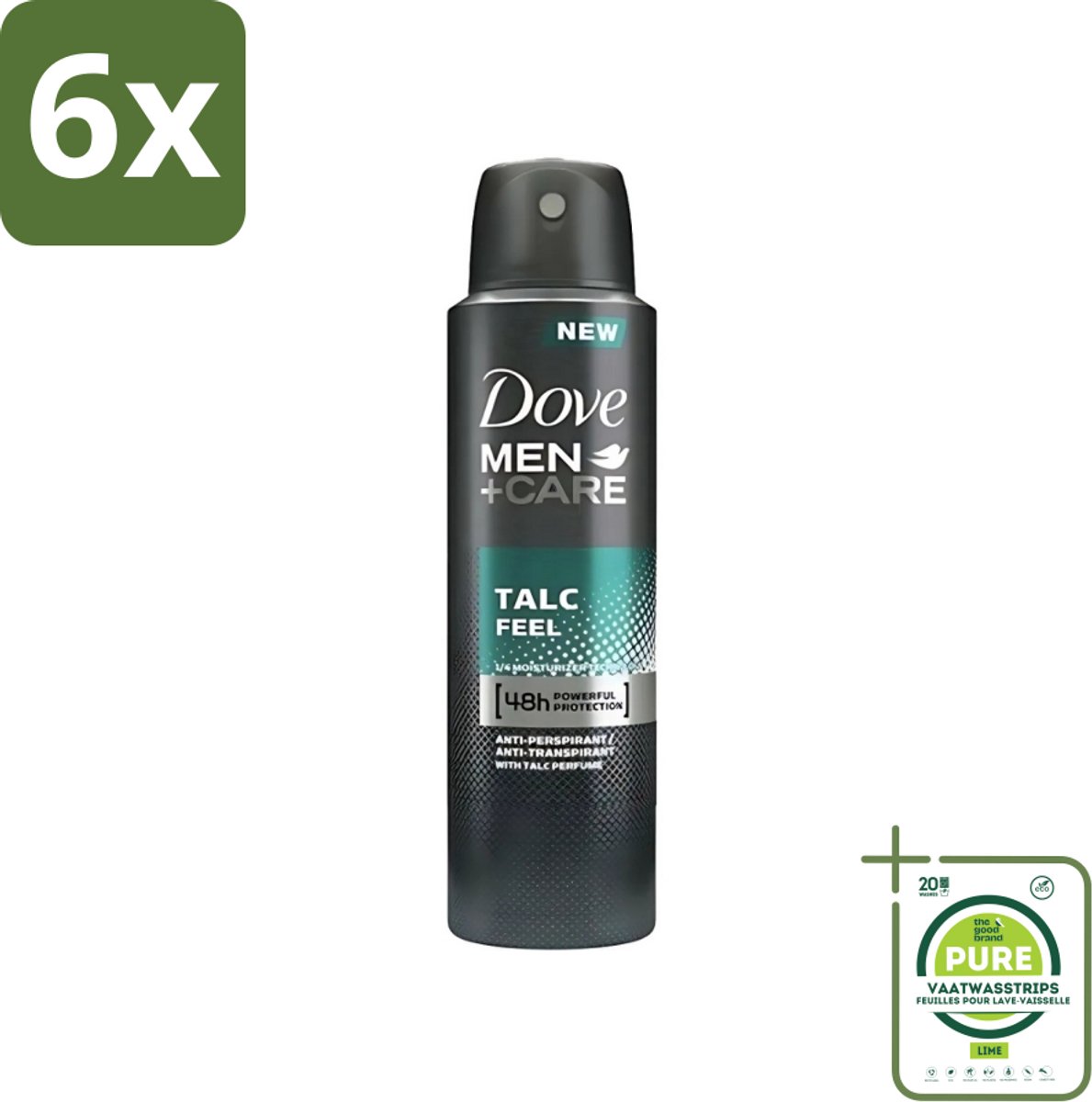 Dove - Deodorant - Men Care Talc Feel - Zachte en verzorgende bescherming - 150 ml - Voordeelverpakking - 6 stuks - Dove Men+Care - Deodorant spray