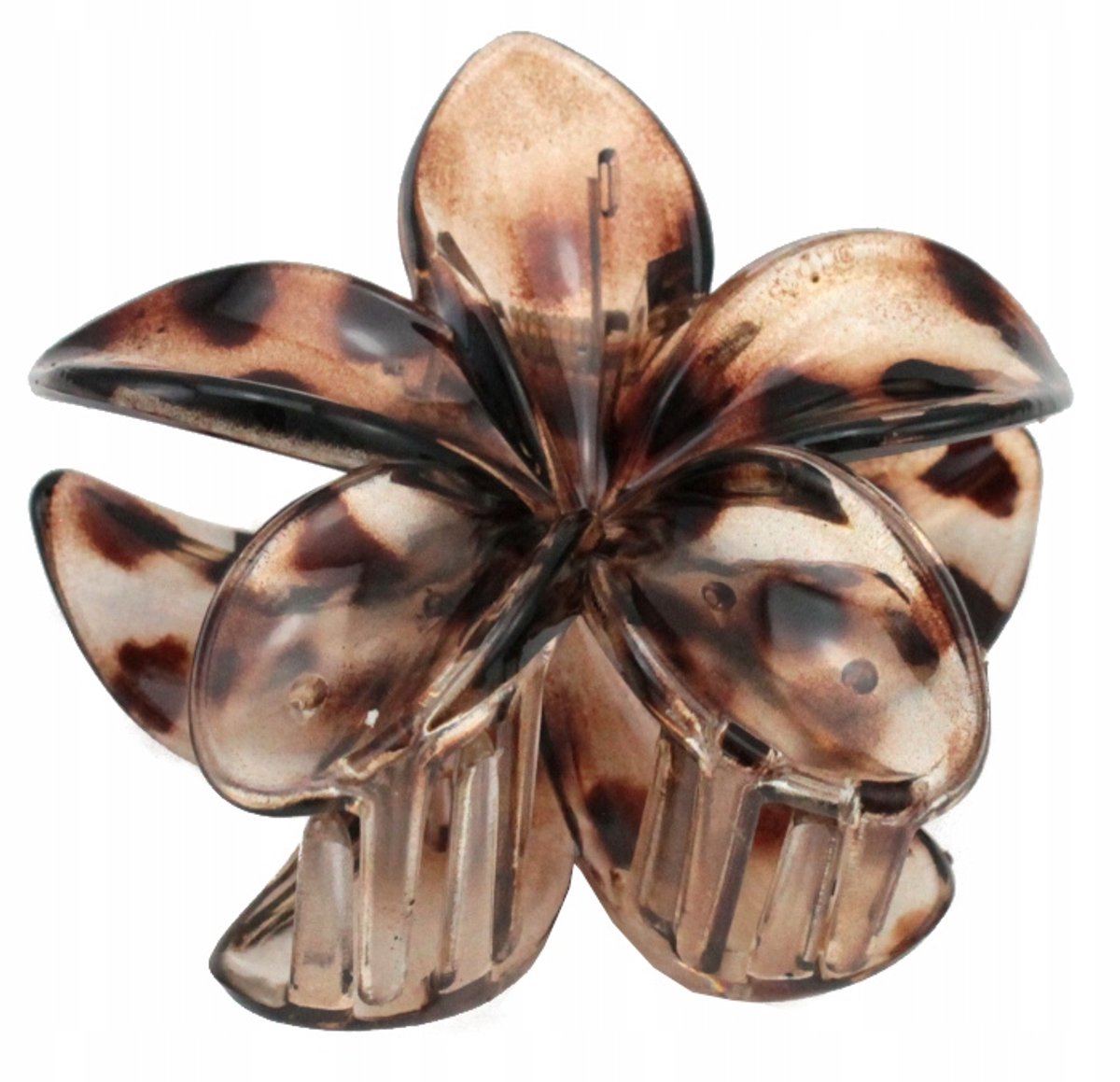 Grote Haarclip met Panterprint Bloem - 8 cm