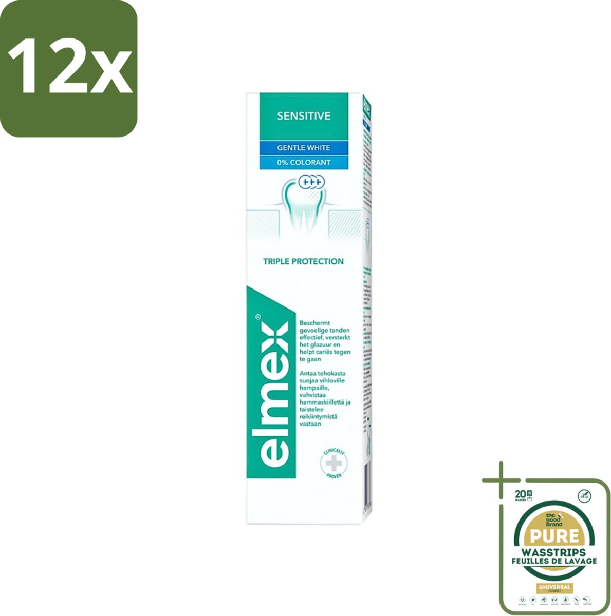 Elmex - Tandpasta - Sensitive Whitening - Triple Protection - 75 ml - Voordeelverpakking - 12 stuks - Mondgezondheid - Witte glimlach