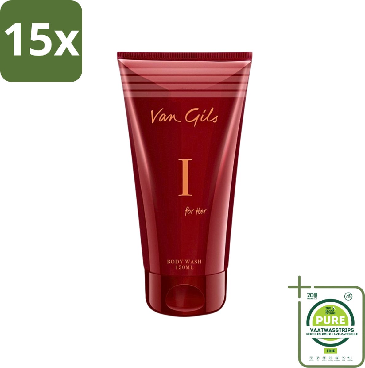 15 x Van Gils - Douchegel - I for Her - Zachte Reiniging & Luxe Geurbeleving - 150 ml - Grootverpakking - Douchegel Vrouwelijk - Douchegel Luxe - Douchegel Voor Vrouw - Douchegel Hydrateert - Douchegel Voor Huid