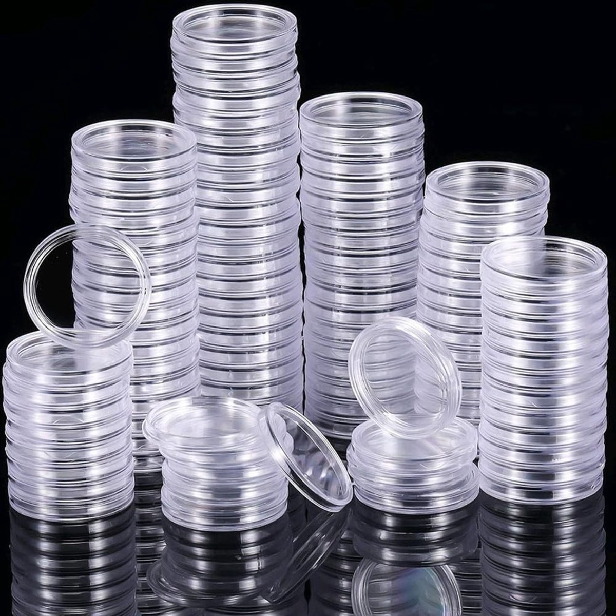 Transparante Muntencapsules - 200 Stuks, Acryl Muntopslagdozen voor Herdenkingsmunten en Verzamelobjecten