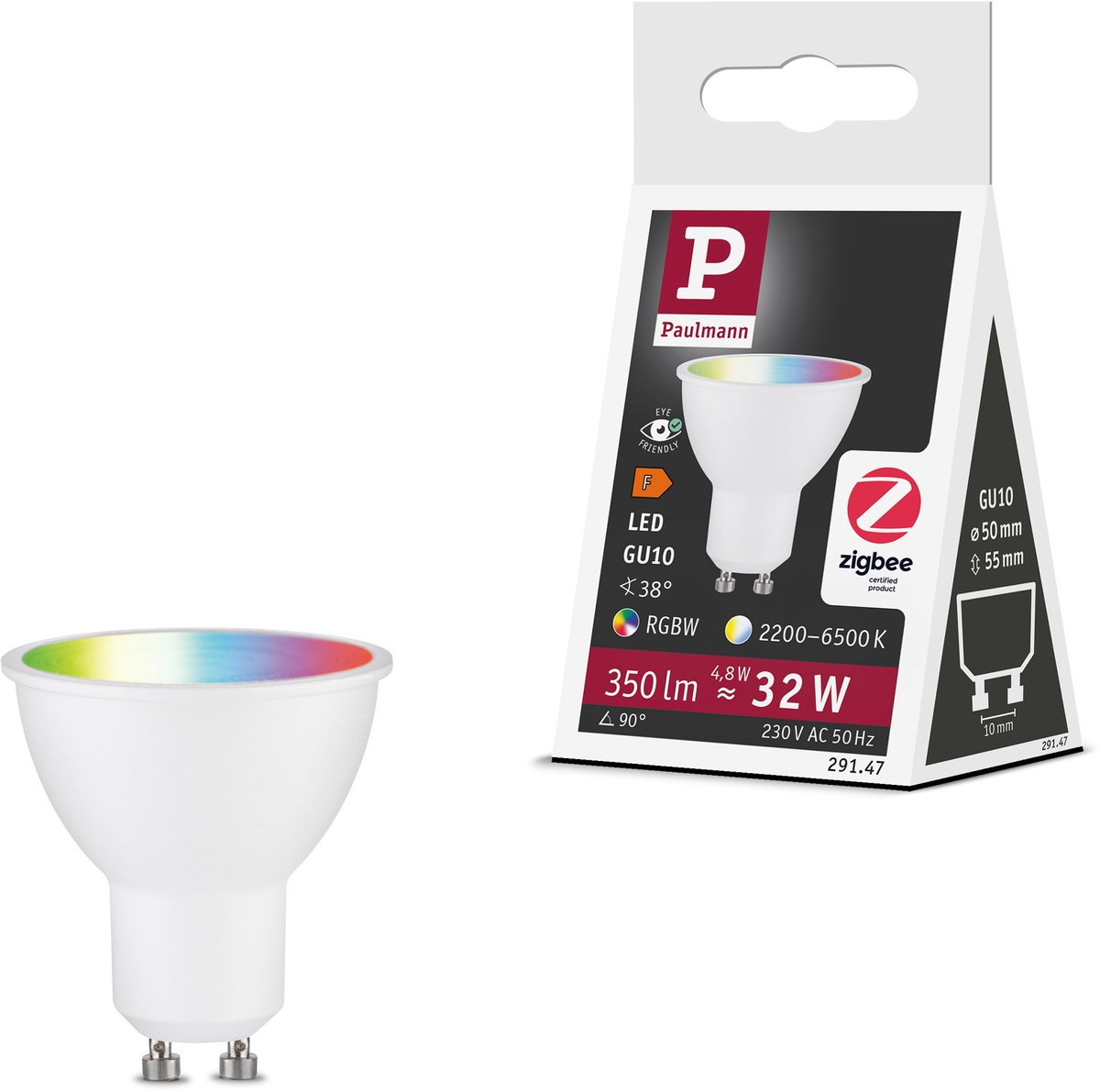 Standaard 230 V Smart Home Zigbee 3.0 LED-reflector GU10 350lm 4,8W RGBW+ dimbaar Wit mat