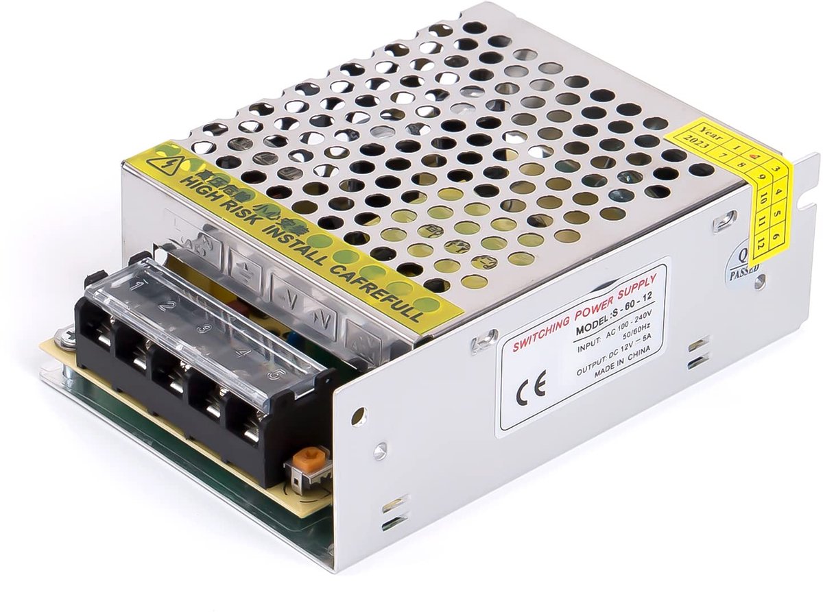 ANGEEK 12V 5A 60W DC switching power supply AC 100V/240V naar DC-12V power adapter, transformator, geschikt voor LED - ShopVlot
