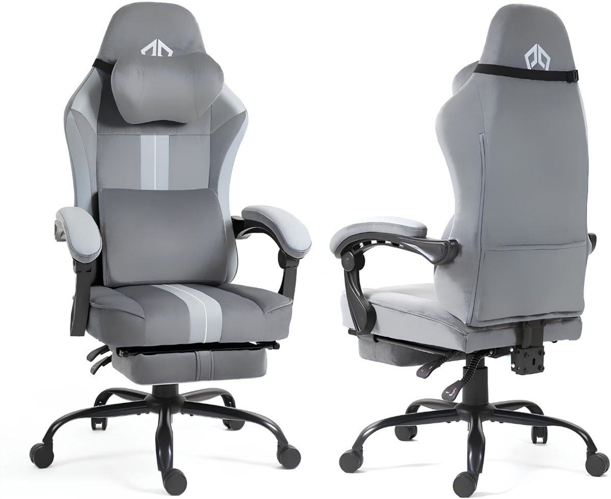 TYR® Gamingstoel - 150 kg - Gaming Chair - Gamestoel - Grijs - 57cm x 70cm x 140cm