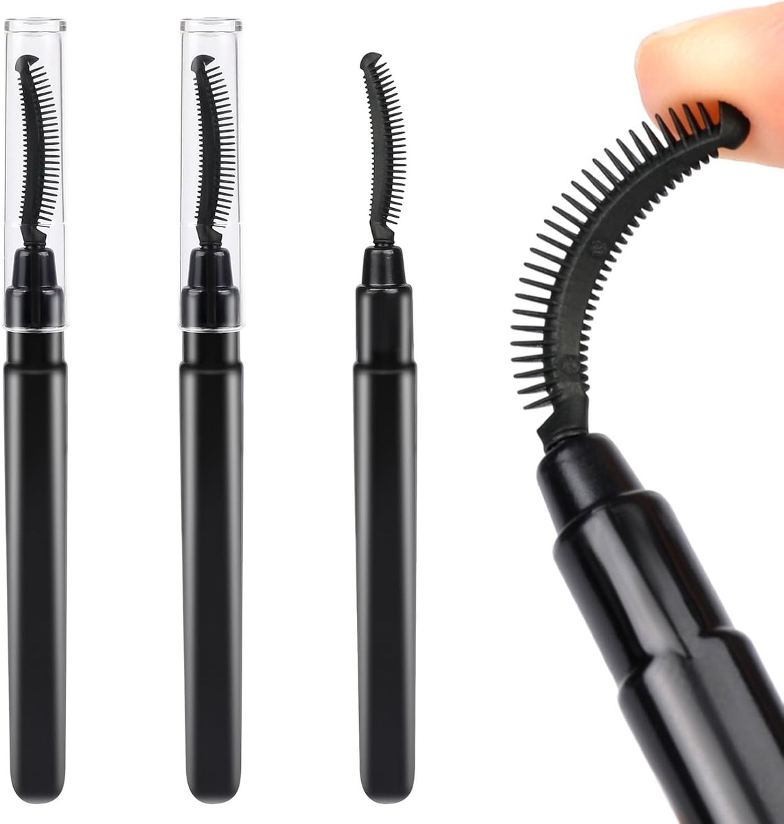 Set van 3 Wimpers borstels met stofkap, zwarte wenkbrauwborstel en wimper scheidingstool voor perfecte make-up.