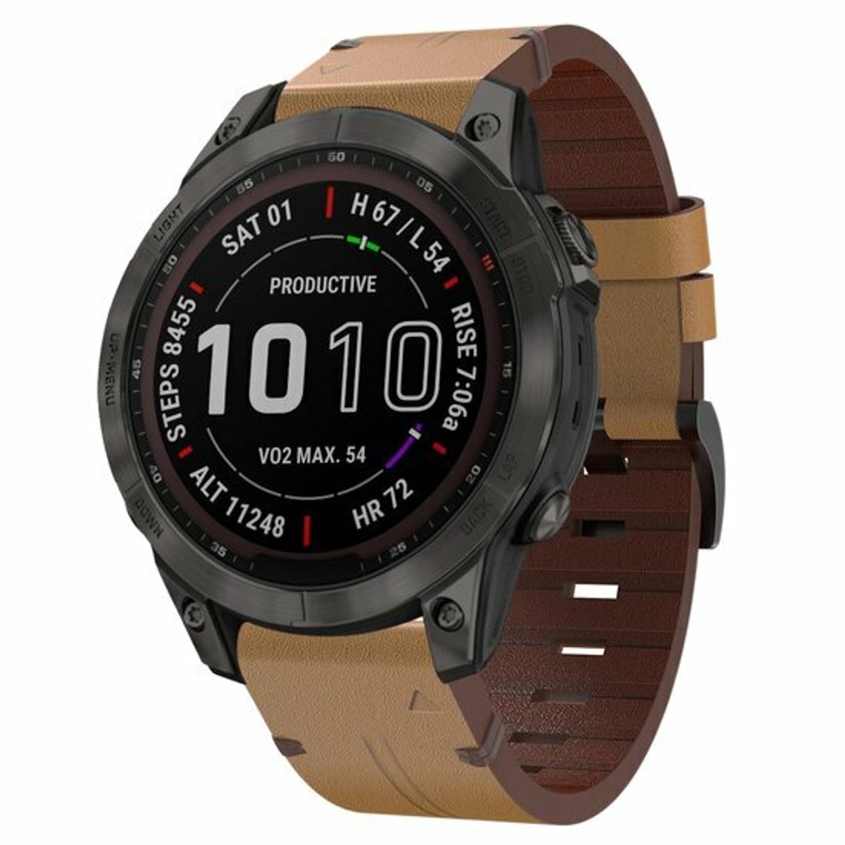 By Qubix - Geschikt voor Garmin bandje - 22mm Quickfit - Leren bandje - Lichtbruin - Geschikt voor Garmin Fenix 9 / 9 pro - 47mm