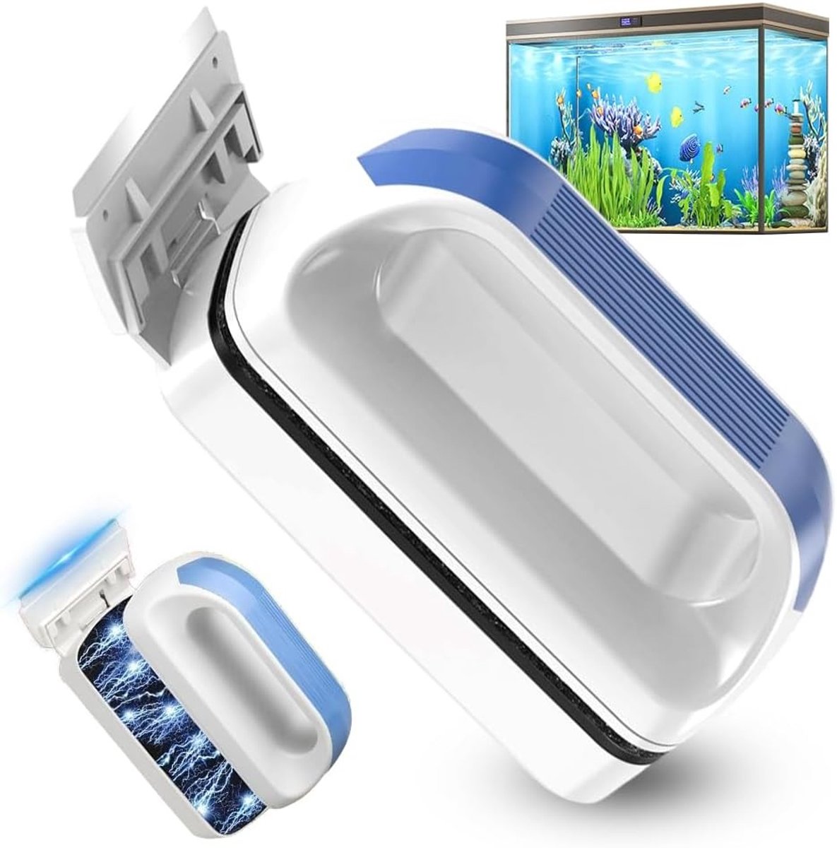 Effectieve magnetische ruitenreiniger voor aquaria, met sterke magneetkracht en afneembare schraper voor glas tot 6 mm dik