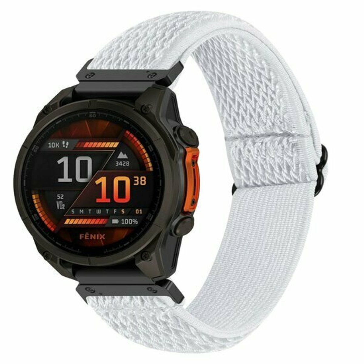 By Qubix - Geschikt voor Garmin bandje - 20mm Quickfit - Elastische Solo Loop nylon bandje - Wit - Geschikt voor Garmin Fenix 9 / 9 pro - 43mm