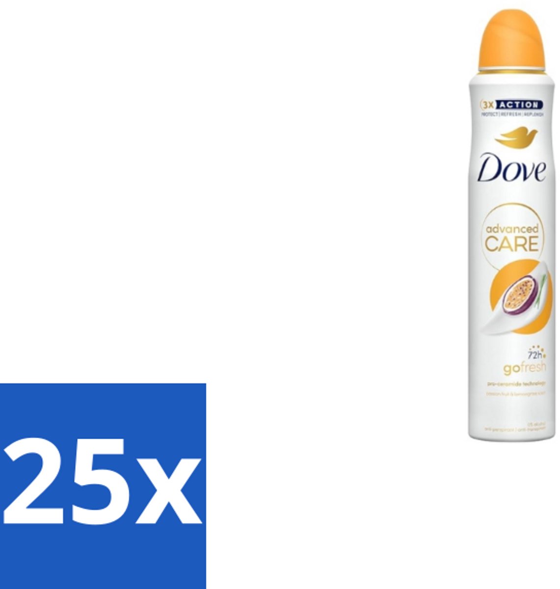 25 x Dove – Deodorant Spray – Passion Fruit – 250 ml - Passievrucht Deodorant - Frisse Deodorant Spray - Passievrucht Geur - Deodorant Spray - Okselhuid Verzorging