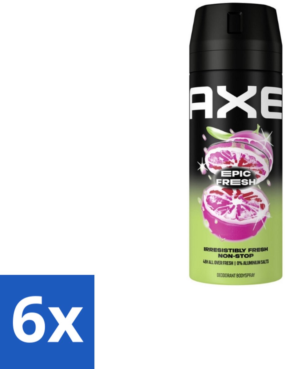 6 x Axe – Deodorant Spray – Epic Fresh – 150 ml - Deodorant Spray - Zweetgeur Bestrijding - Frisheid - Energie - Mannelijke Geur