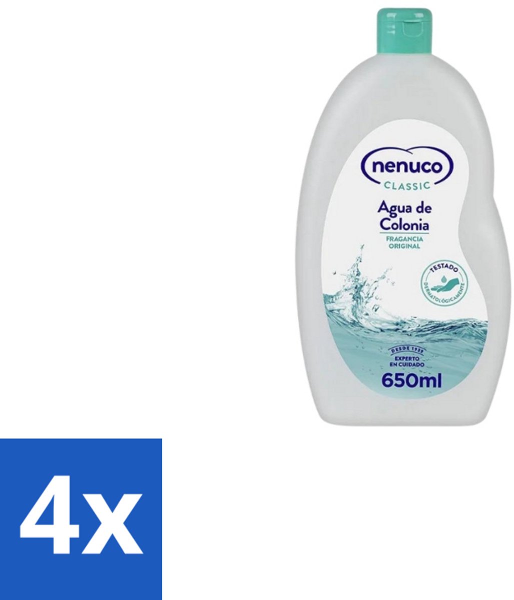 4 x Nenuco – Eau de Cologne – Klassiek – 650 ml - Eau De Cologne - Klassiek - Fris - Bloemig - Verfrissend