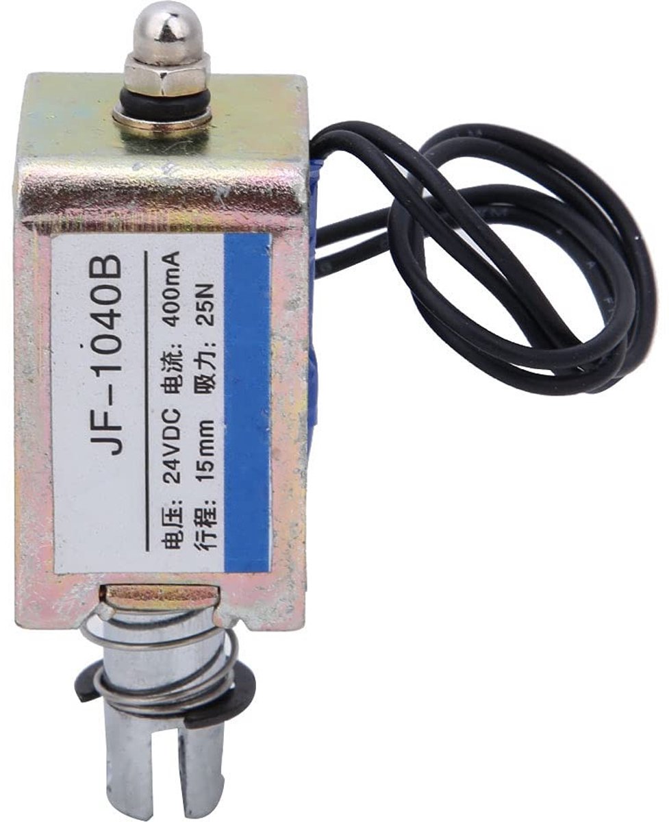 Open Frame Solenoid Electromagnet voor Lineaire Beweging met 25N Kracht en 15mm Slaglengte, 24V DC Push-Pull Type Elektromagneet