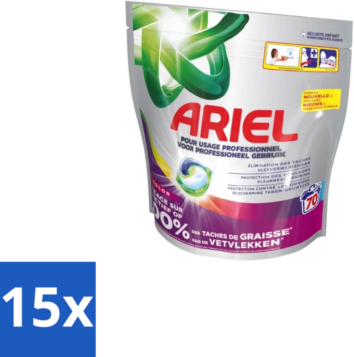 Ariel – Wasmiddel Pods – All-in-1 Color – Kleurbehoud – 70 wasbeurten - Bulkverpakking - 15 stuks